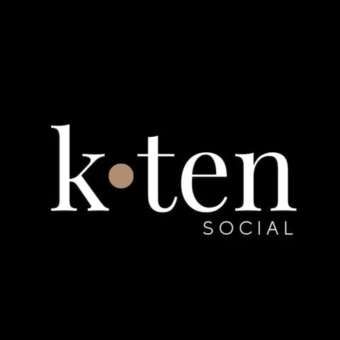 Koten Social logo featuring white text with a beige dot, displayed on a black background