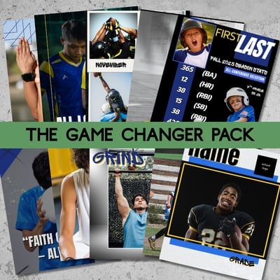 The Game Changer Pack featuring multiple photos of athletes, including basketball and football players in action and portrait shots
